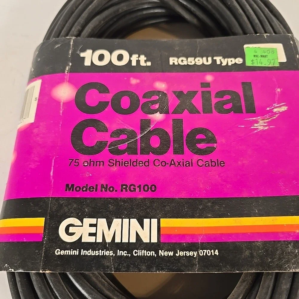 Vintage 1990s Gemini‎ 100 ft. RG59U 75 OHM Shielded Coaxial Cable Model #RG100